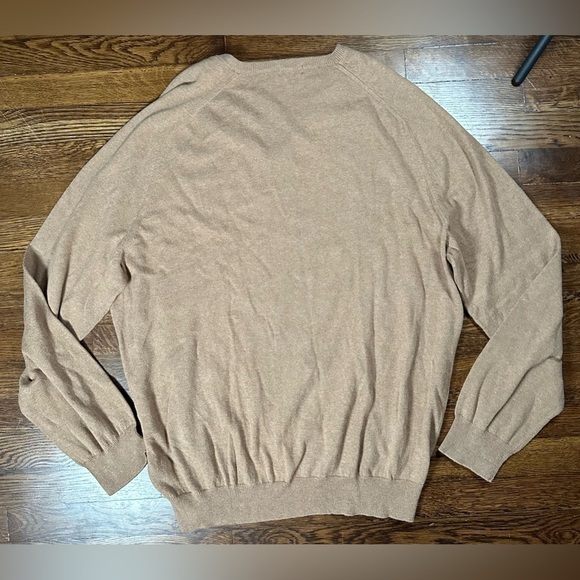 J Crew Cotton Cashmere Blend Sweater Pullover Knit V Neck Lightweight Brown XL - Picture 3 of 5